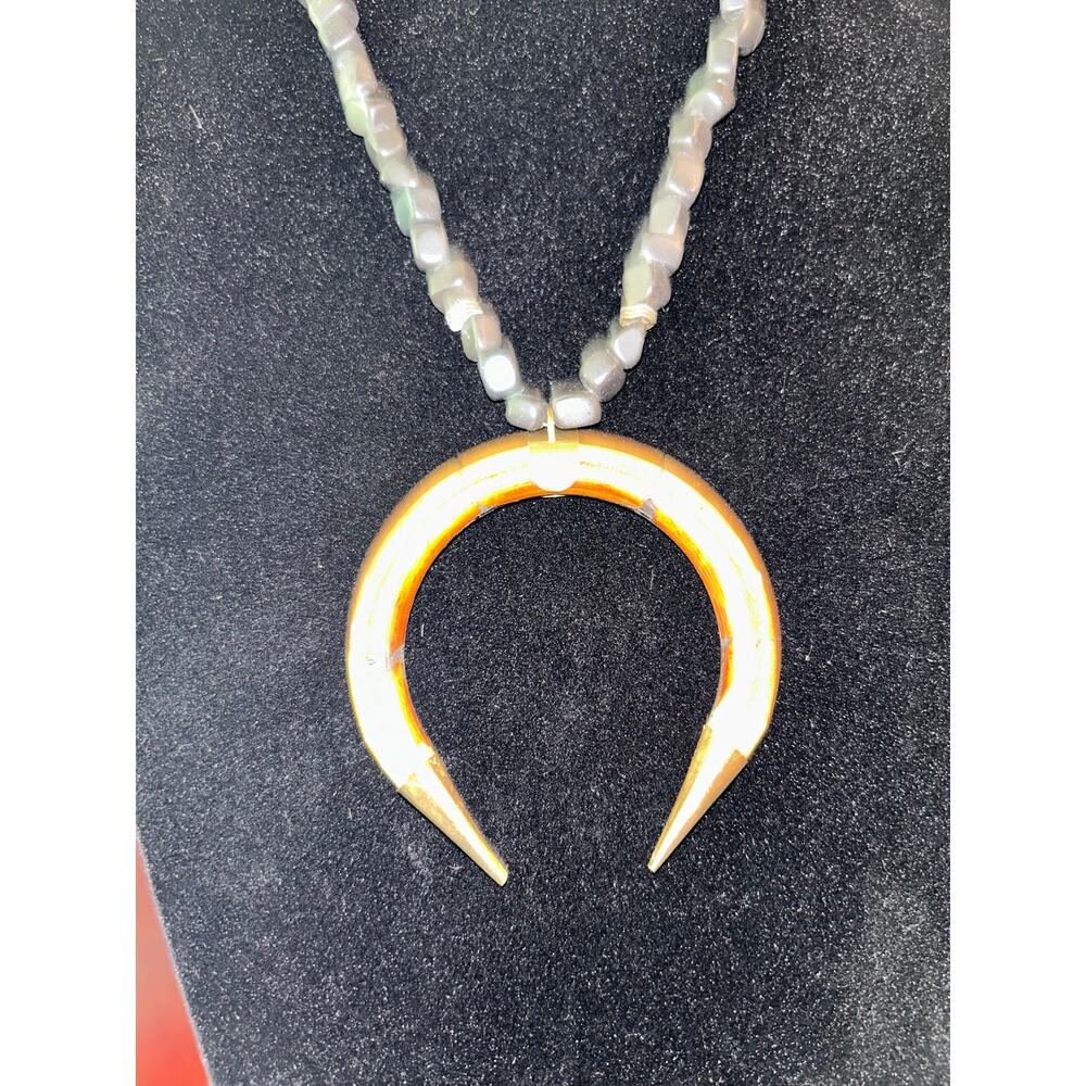 Bohemian Style Horn, Spiritual Jewelry, Tusk, Statement Piece Crescent Necklace